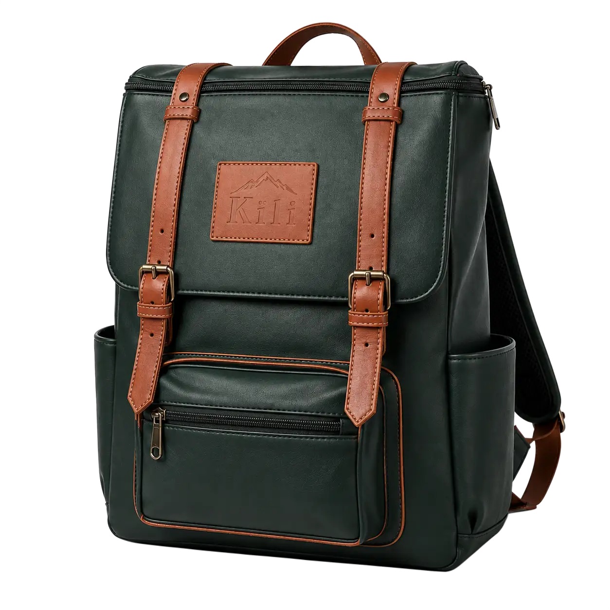 Forest-green Kïli heritage backpack made in Algiers